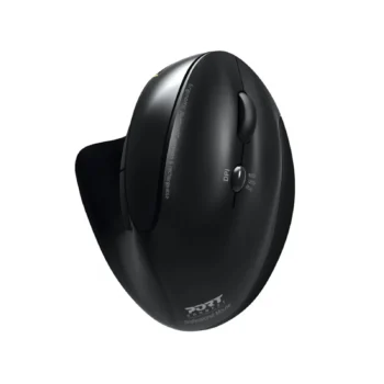 Port Connect Black Ergonomic Rechargeable Bluetooth Mouse