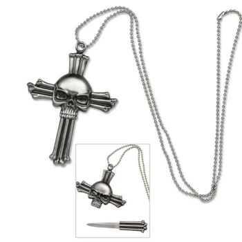 Fantasy Master - Fantasy Fixed Blade Knife Necklace - FM-425 - SKULL